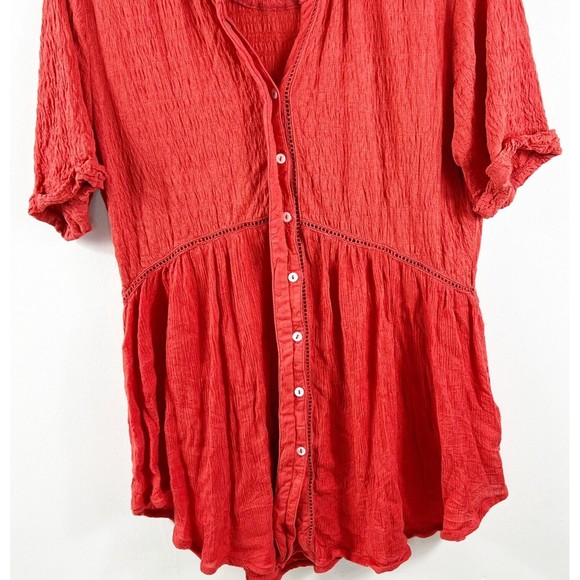 Anthropologie Akemi + Kin Veria Swing Tunic Blouse Top Orange/Rust Size Small - Picture 2 of 4